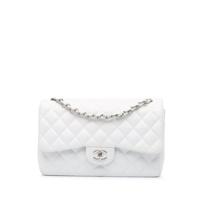 Chanel Jumbo Classic Caviar Double Flap White