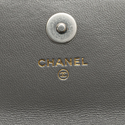 Chanel Lambskin 19 Flap Coin Purse With Chain Gray