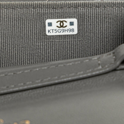 Chanel Lambskin 19 Flap Coin Purse With Chain Gray