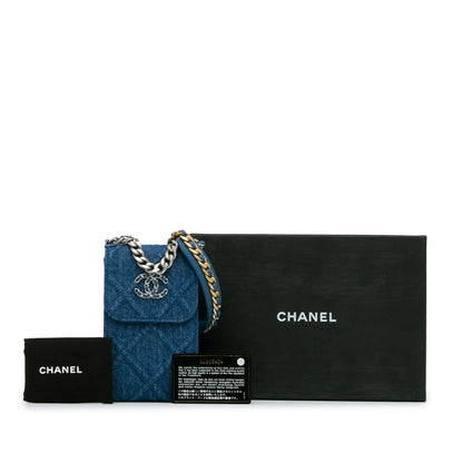 Chanel Denim 19 Phone Holder with Chain Blue