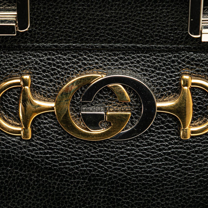 Gucci Small Grainy Calfskin Zumi Top Handle Bag Black