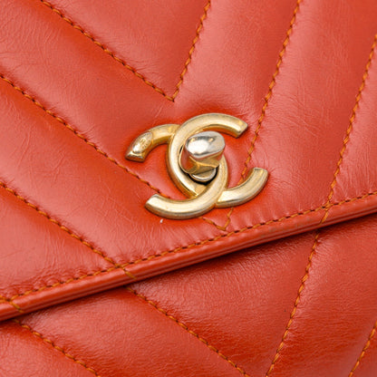 Chanel Small Lambskin Chevron Coco Top Handle Bag Red
