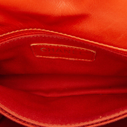 Chanel Small Lambskin Chevron Coco Top Handle Bag Red