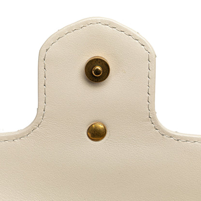 Gucci Super Mini GG Marmont Leather Matelasse Flap Crossbody White