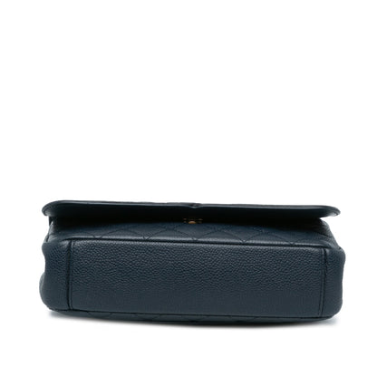 Chanel Small Bicolor Caviar CC Filigree Flap Blue