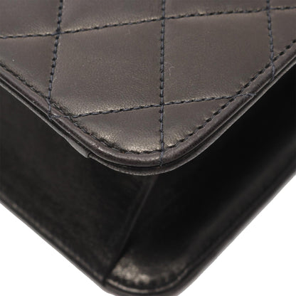 Chanel CC Quilted Lambskin Single Flap Black
