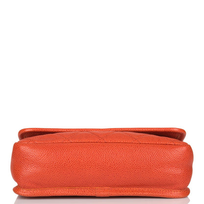 Pre-owned Chanel Mini Flap Bag Dark Orange Caviar Ruthenium Hardware
