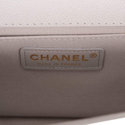 Chanel Medium Boy Bag Gray Quilted Caviar Light Gold Hardware