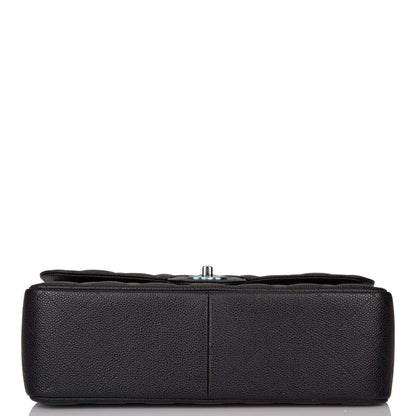 Chanel Jumbo Classic Double Flap Bag Black Caviar Silver Hardware