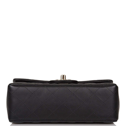 Chanel Mini Rectangular Flap Bag Black Lambskin Light Gold Hardware