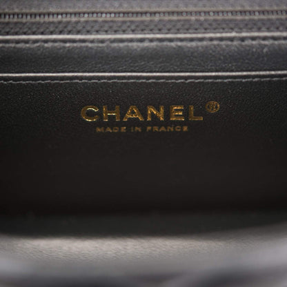 Chanel Mini Rectangular Flap Bag Black Lambskin Light Gold Hardware