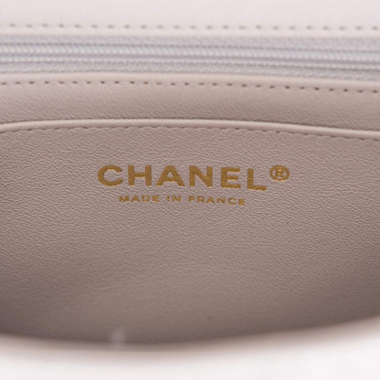 Chanel Mini Rectangular Flap Bag with Top Handle Gray Lambskin Antique Gold Hardware