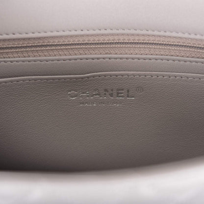 Chanel Light Gray Quilted Lambskin Rectangular Mini Classic Flap Bag Silver Hardware