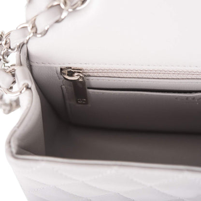 Chanel Light Gray Quilted Lambskin Rectangular Mini Classic Flap Bag Silver Hardware
