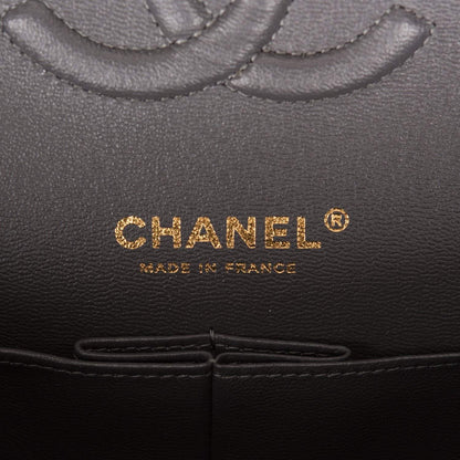 Chanel Medium Classic Double Flap Bag Dark Gray Caviar Light Gold Hardware