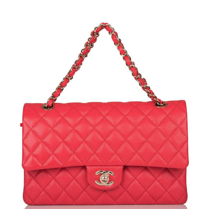 Chanel Medium Classic Double Flap Bag Pink Caviar Light Gold Hardware