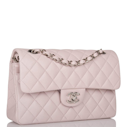 Chanel Small Classic Double Flap Bag Light Purple Lambskin Silver Hardware