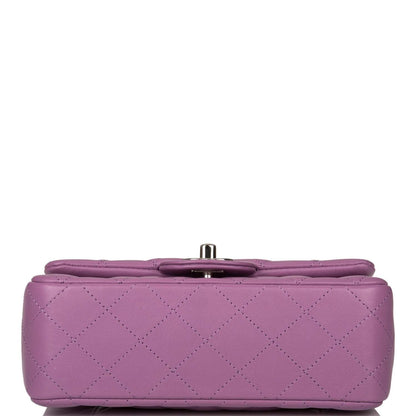 Chanel Purple Quilted Lambskin Rectangular Mini Classic Flap Bag Silver Hardware