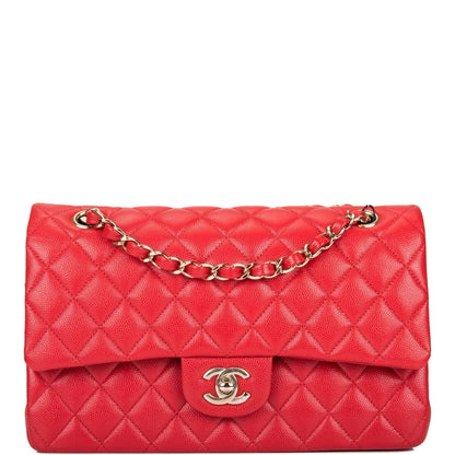 Chanel Red Quilted Caviar Medium Classic Double Flap Bag