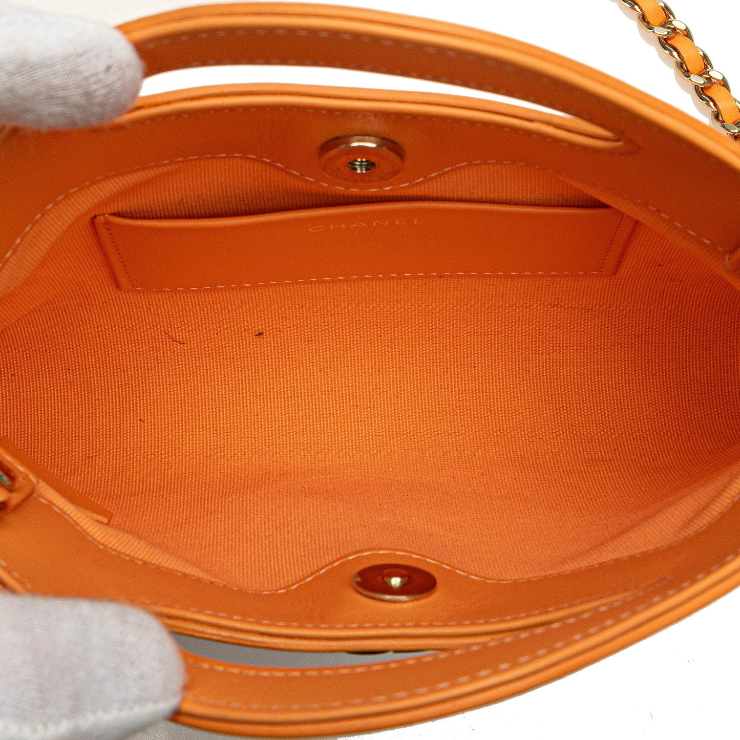 Chanel Nano Shiny Crumpled Calfskin 31 Shopping Bag Orange