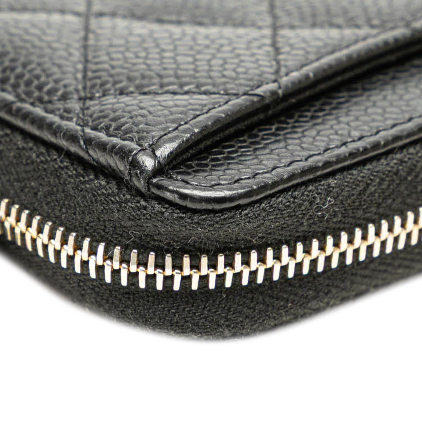 Chanel CC Quilted Caviar Zip Coin Purse Black