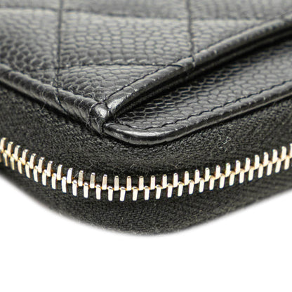 Chanel CC Quilted Caviar Zip Coin Purse Black