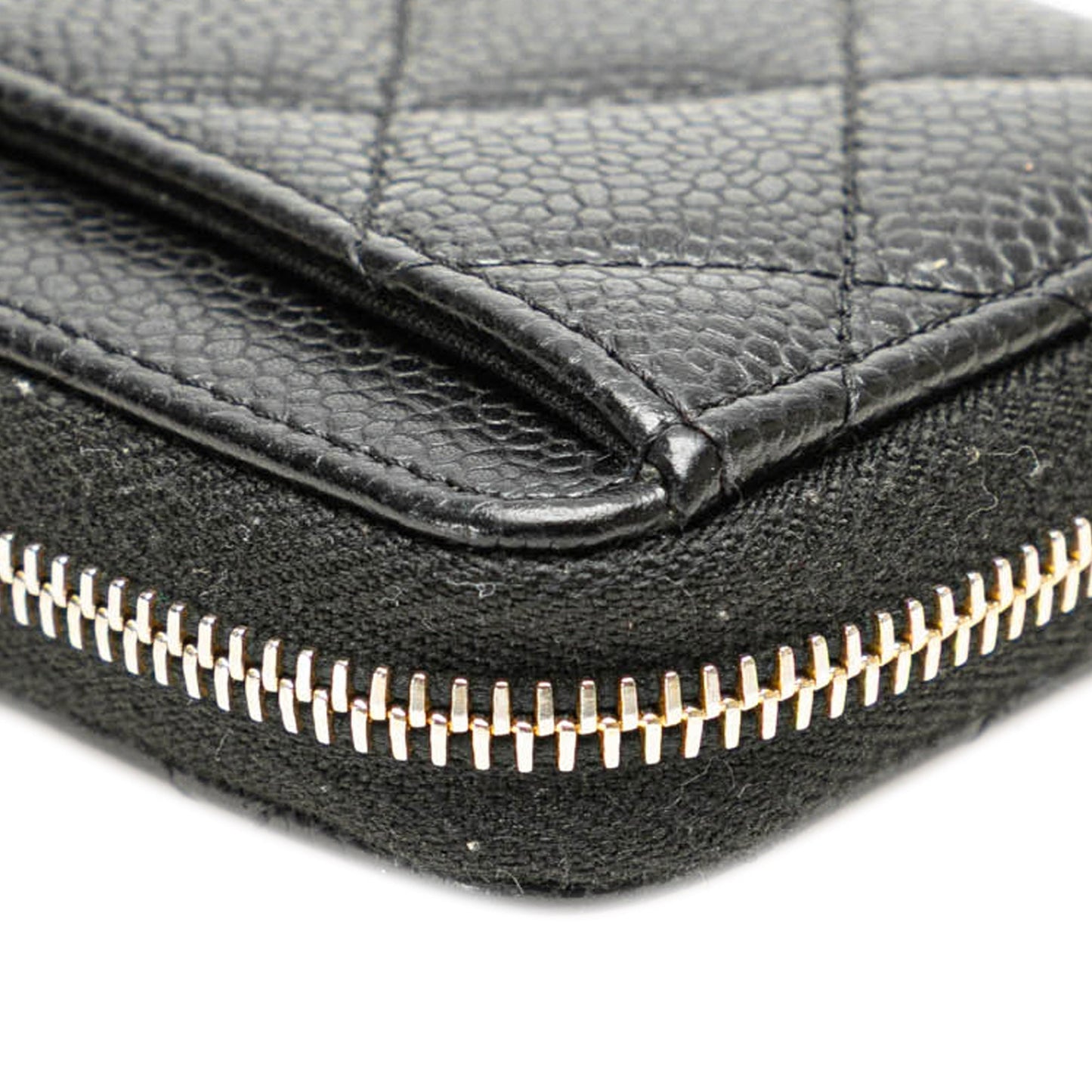 Chanel CC Quilted Caviar Zip Coin Purse Black