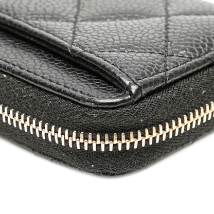 Chanel CC Quilted Caviar Zip Coin Purse Black