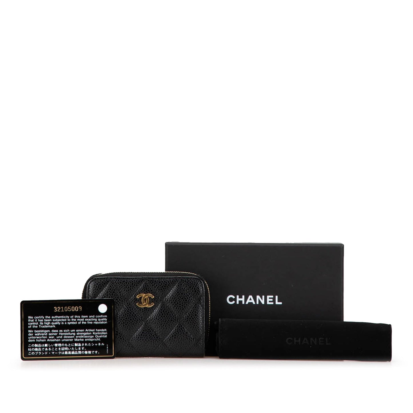 Chanel CC Quilted Caviar Zip Coin Purse Black