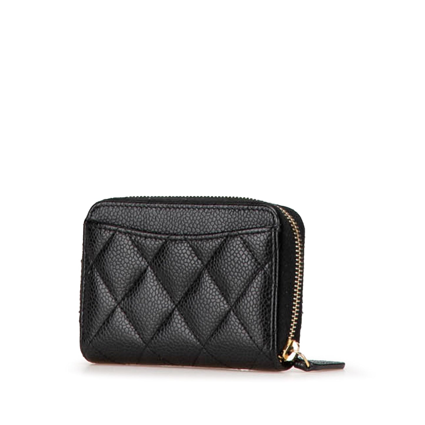 Chanel CC Quilted Caviar Zip Coin Purse Black