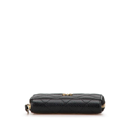 Chanel CC Quilted Caviar Zip Coin Purse Black