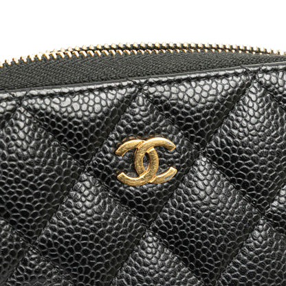 Chanel CC Quilted Caviar Zip Coin Purse Black