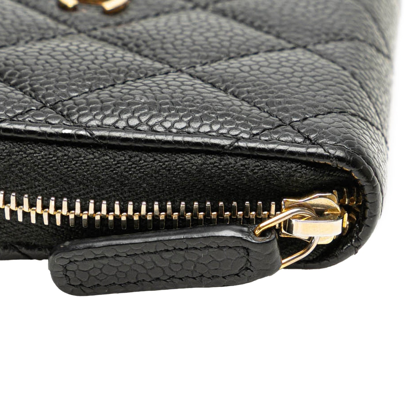 Chanel CC Quilted Caviar Zip Coin Purse Black