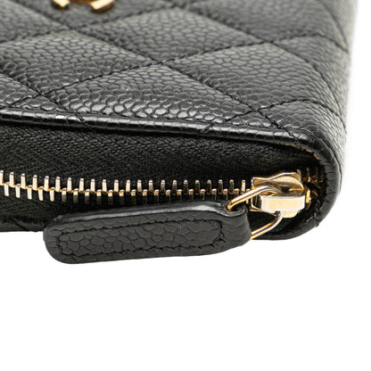 Chanel CC Quilted Caviar Zip Coin Purse Black