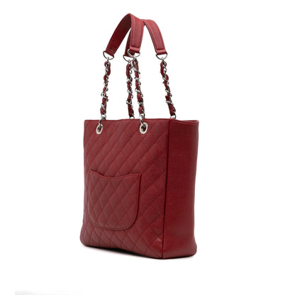 Chanel Caviar Vertical Grand Shopping Tote Red