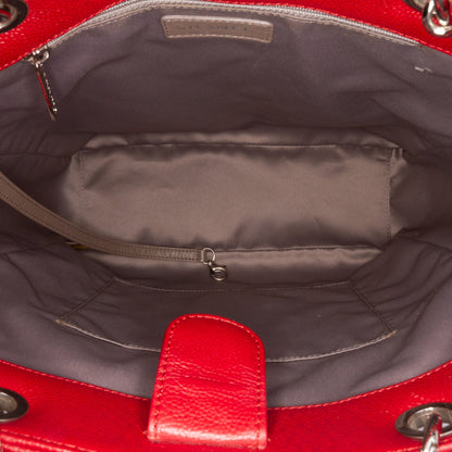 Chanel Caviar Vertical Grand Shopping Tote Red