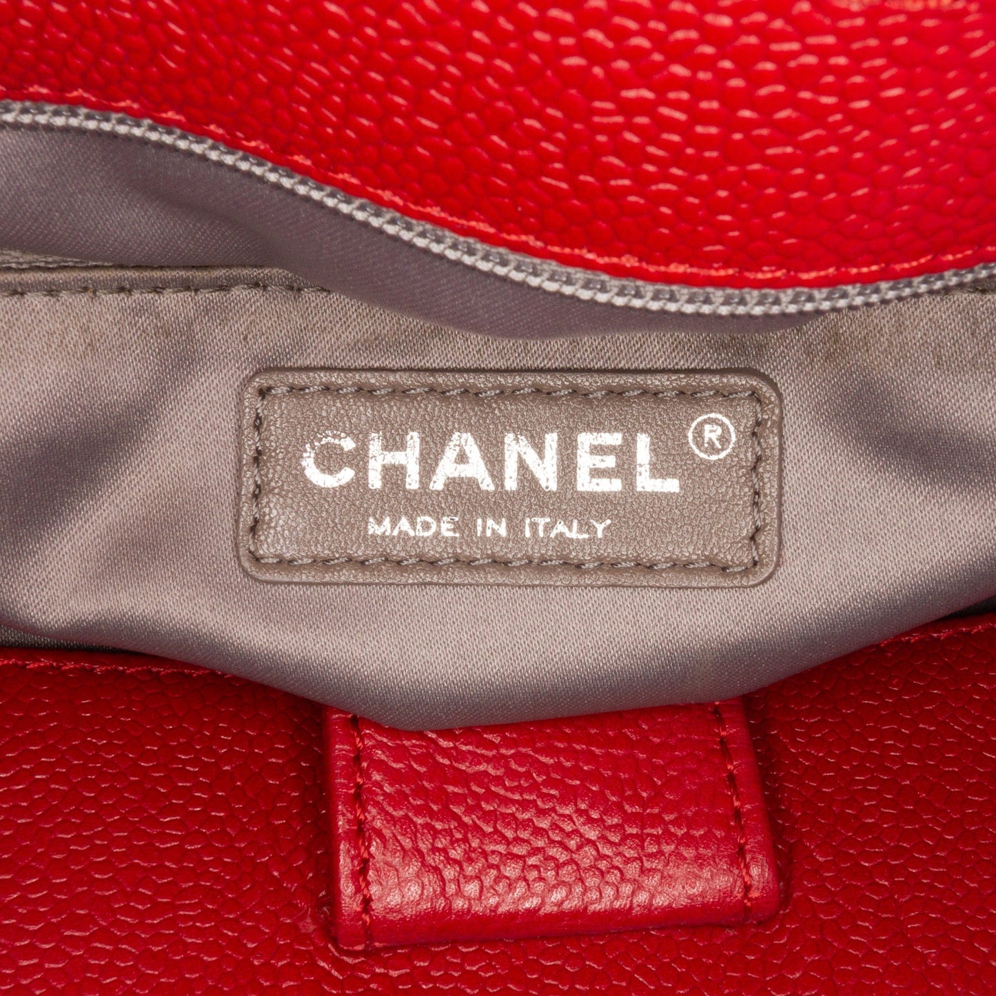 Chanel Caviar Vertical Grand Shopping Tote Red
