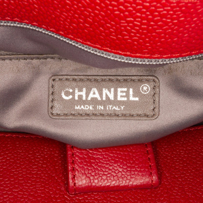 Chanel Caviar Vertical Grand Shopping Tote Red