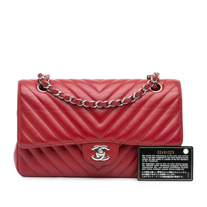 Chanel Medium Classic Chevron Caviar Double Flap Red