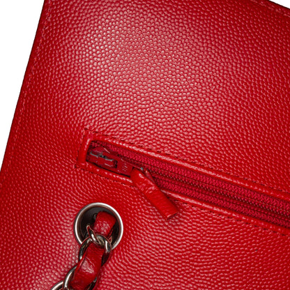Chanel Medium Classic Chevron Caviar Double Flap Red