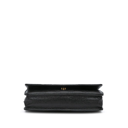 Chanel CC Quilted Caviar Wallet on Chain Black