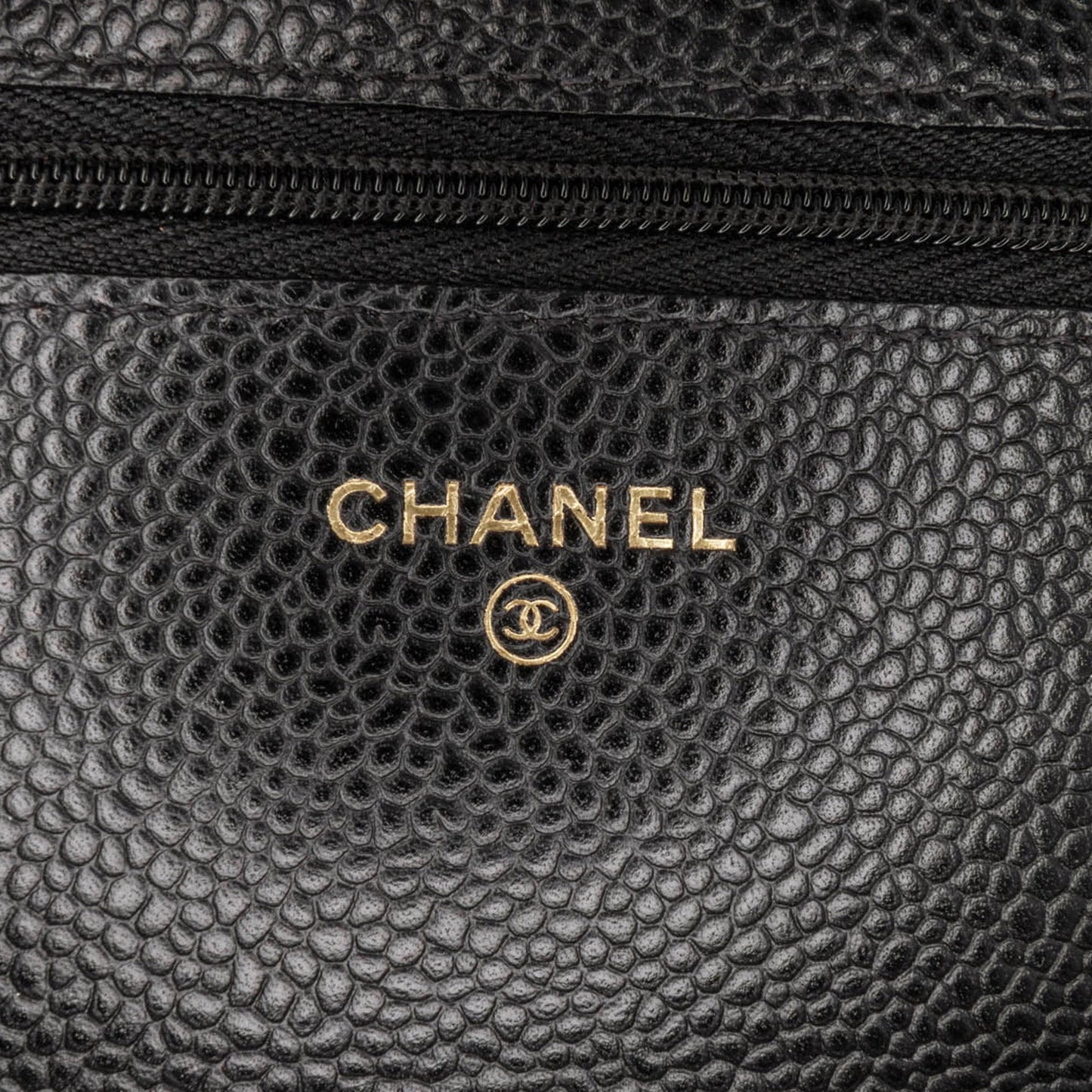 Chanel CC Quilted Caviar Wallet on Chain Black