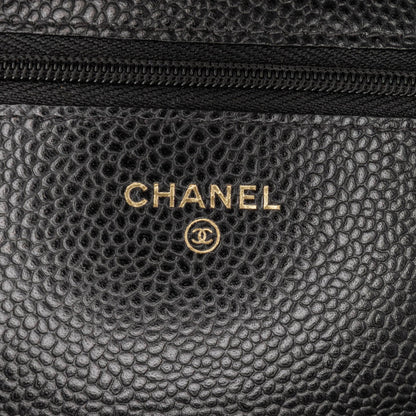Chanel CC Quilted Caviar Wallet on Chain Black
