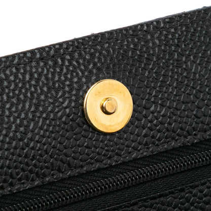 Chanel CC Quilted Caviar Wallet on Chain Black