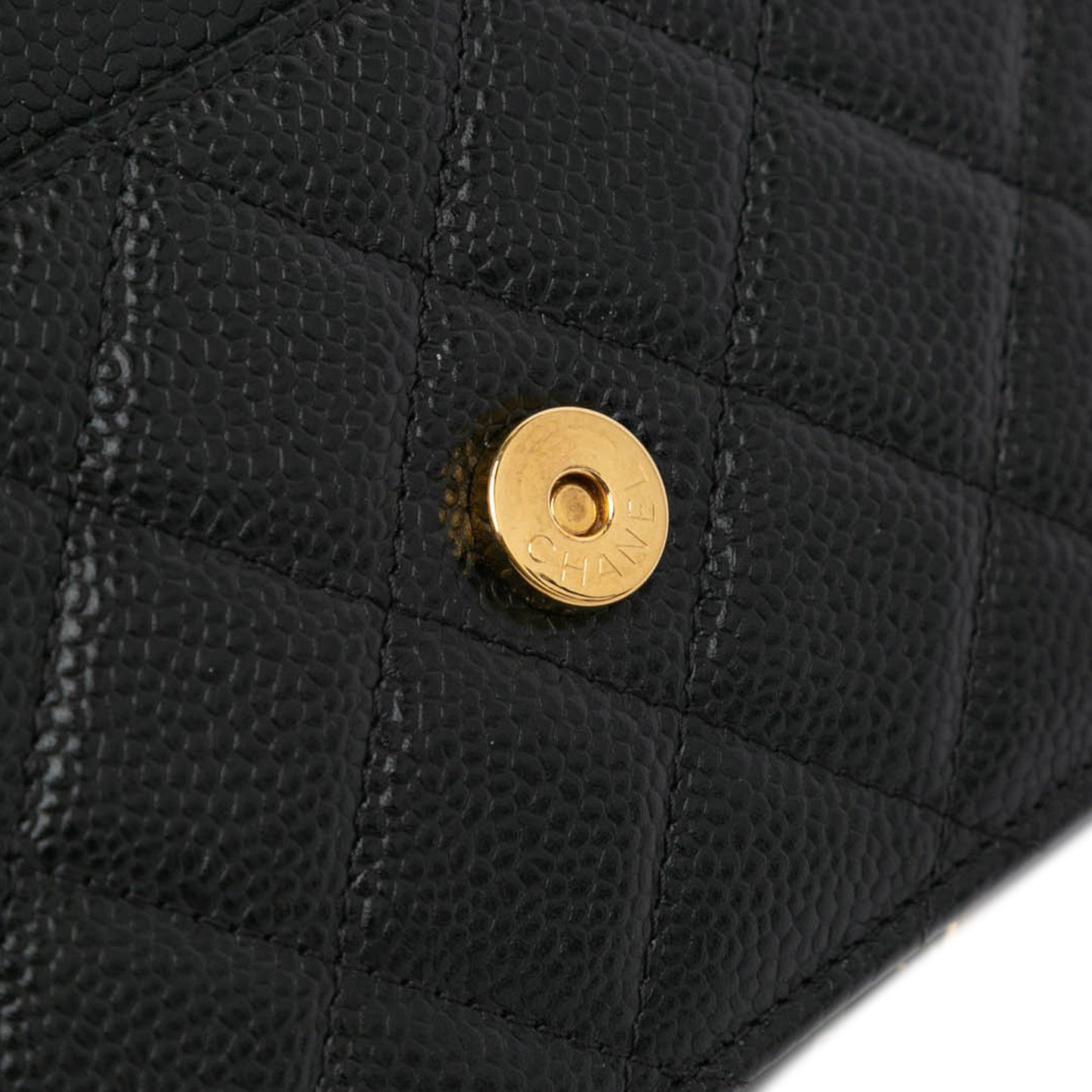 Chanel CC Quilted Caviar Wallet on Chain Black