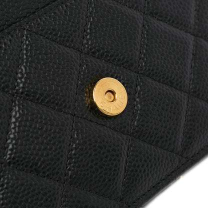 Chanel CC Quilted Caviar Wallet on Chain Black