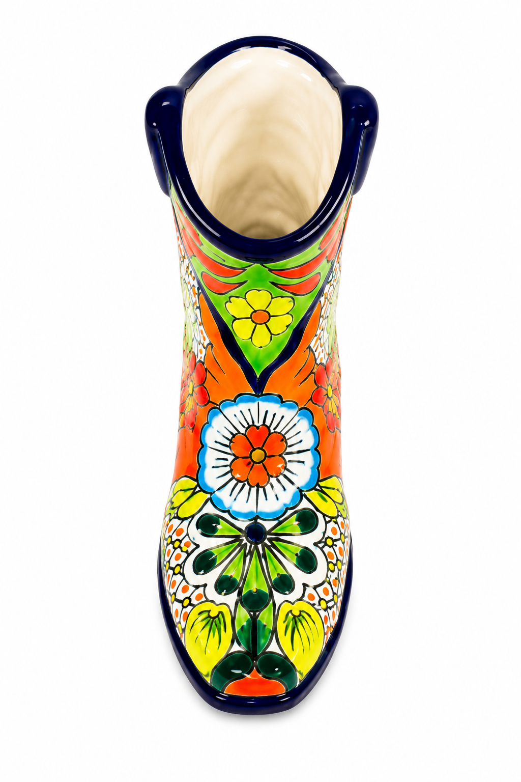 Talavera Ceramic Cowboy Boot Flower Vase Decor