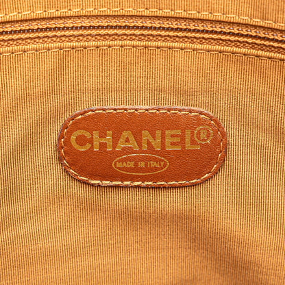 Chanel Caviar Logo Chain Tote Brown