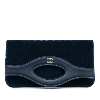 Chanel Quilted Velvet 31 Clutch Blue