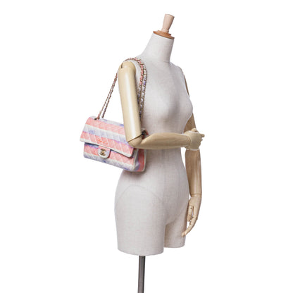Chanel Medium Classic Printed Lambskin Watercolor Double Flap Pink